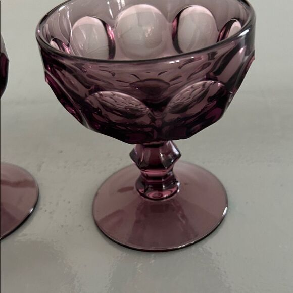 Vintage Imperial Glass Provincial Thumbprint Amethyst glasses Set of 2. 4 in H - Picture 3 of 5